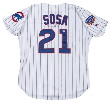 1997 Sammy Sosa Game Used & Signed Chicago Cubs Home Jersey (MEARS A10, Cubs LOA & PSA/DNA)